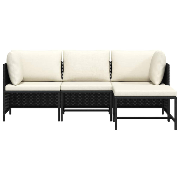 sofasæt til haven 4 dele med hynder polyrattan sort