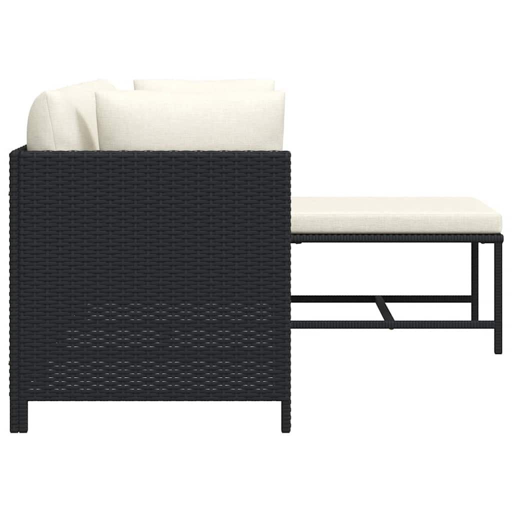 sofasæt til haven 4 dele med hynder polyrattan sort