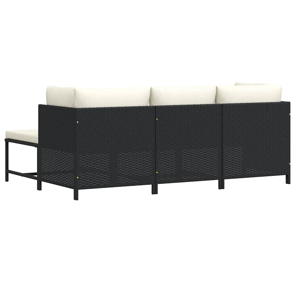 sofasæt til haven 4 dele med hynder polyrattan sort