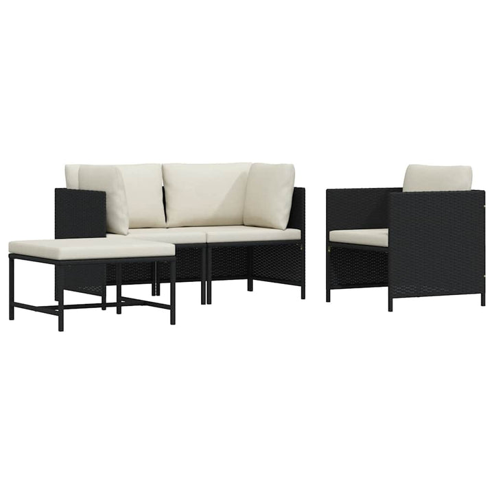 sofasæt til haven 4 dele med hynder polyrattan sort