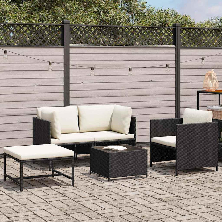 sofasæt til haven 4 dele med hynder polyrattan sort