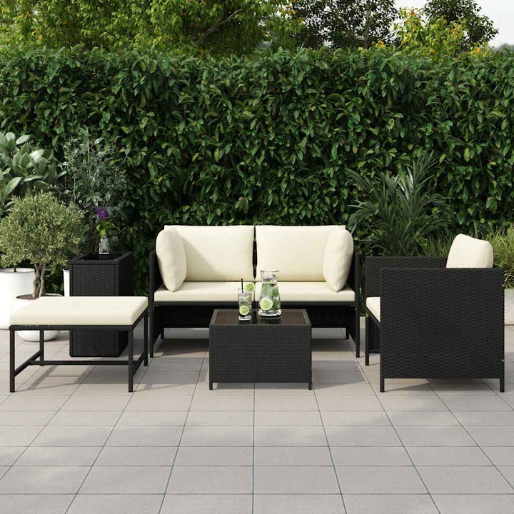 sofasæt til haven 4 dele med hynder polyrattan sort