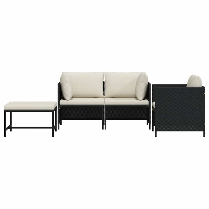 sofasæt til haven 4 dele med hynder polyrattan sort