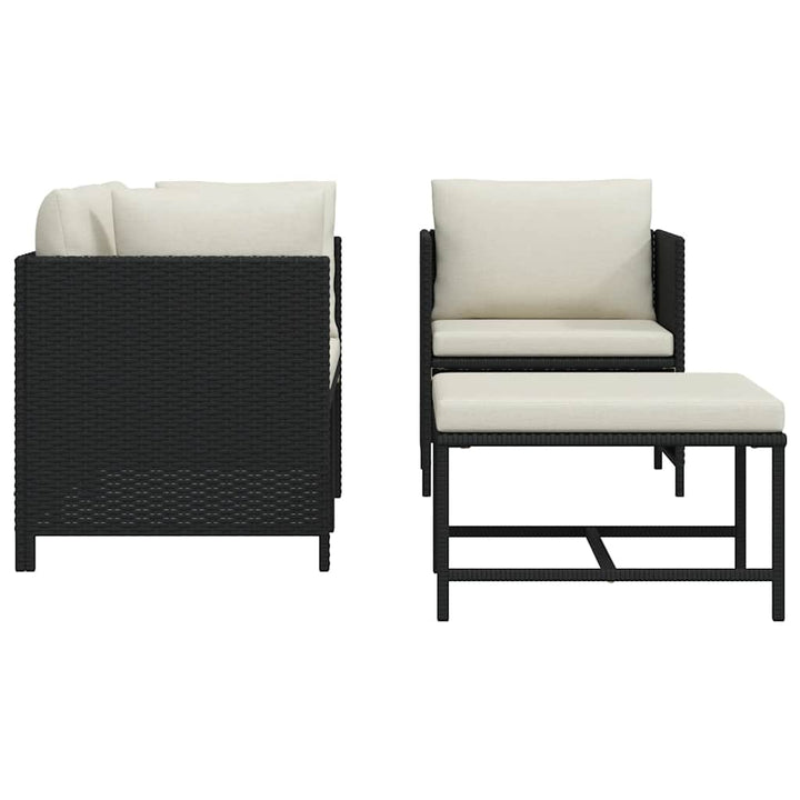 sofasæt til haven 4 dele med hynder polyrattan sort
