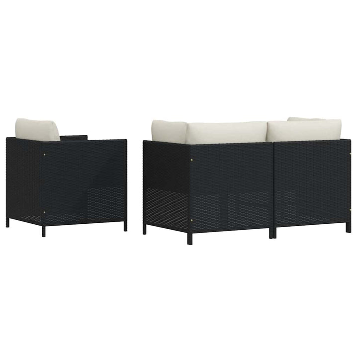 sofasæt til haven 4 dele med hynder polyrattan sort