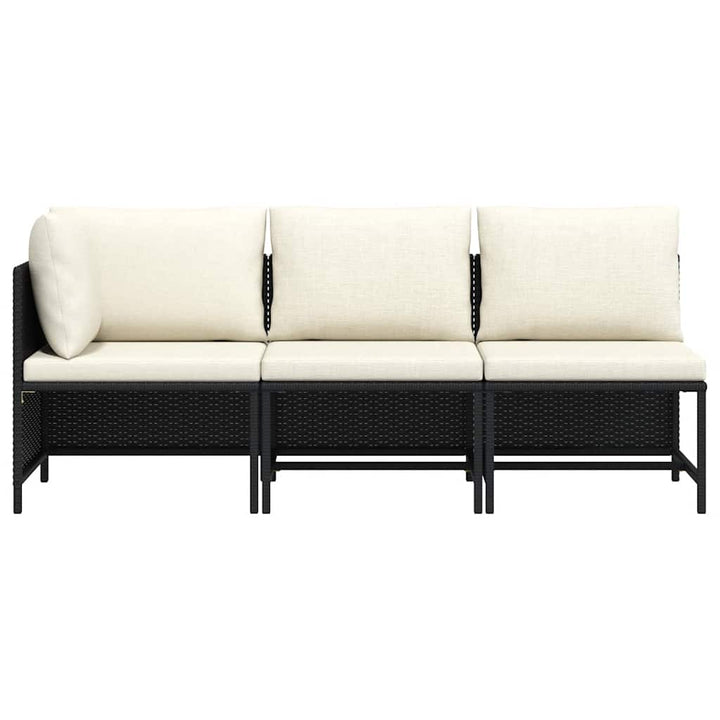 sofasæt til haven 3 dele med hynder polyrattan sort