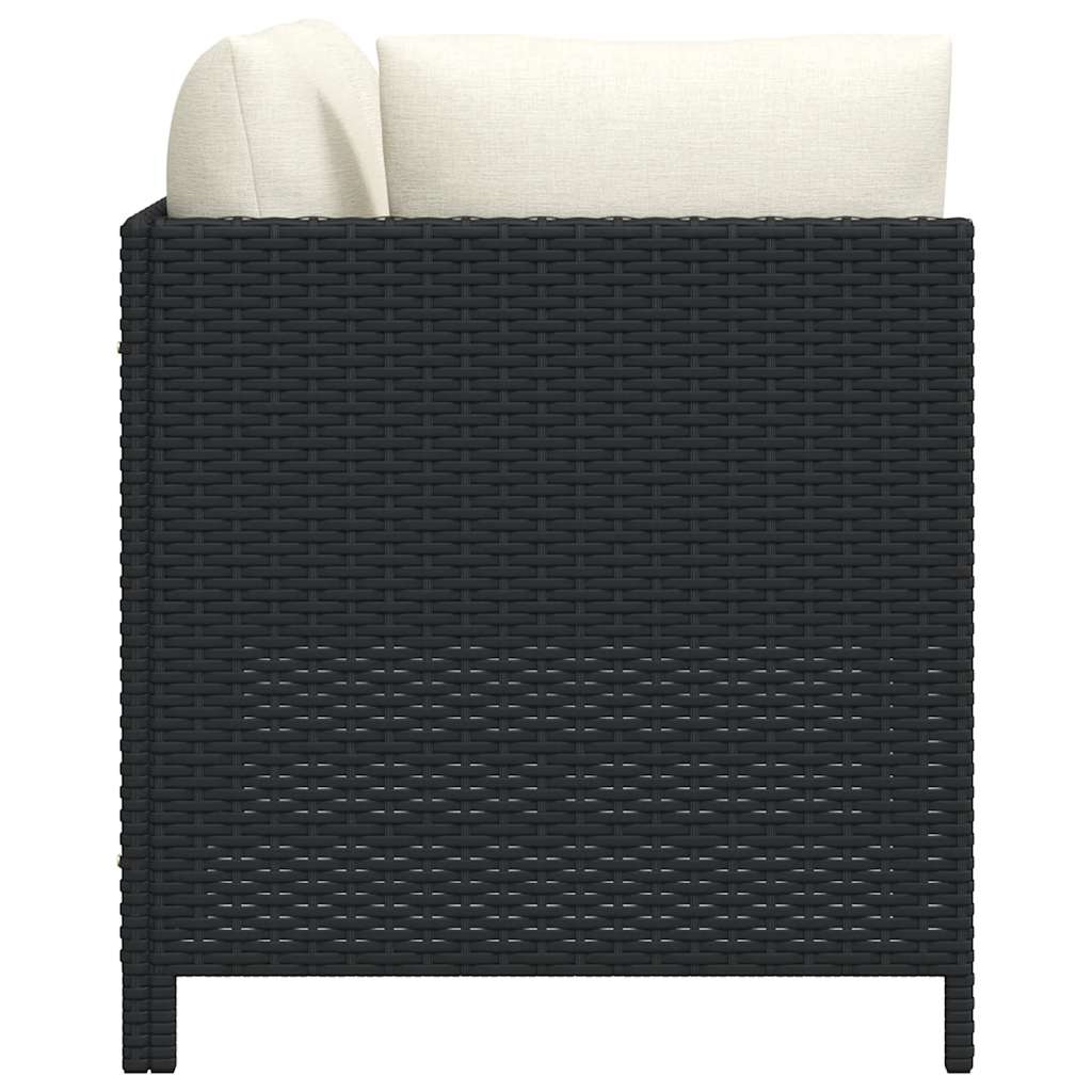 sofasæt til haven 3 dele med hynder polyrattan sort