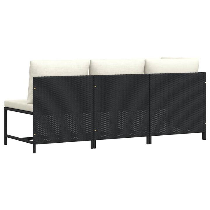 sofasæt til haven 3 dele med hynder polyrattan sort