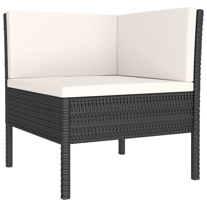 loungesæt til haven 4 dele med hynder polyrattan sort