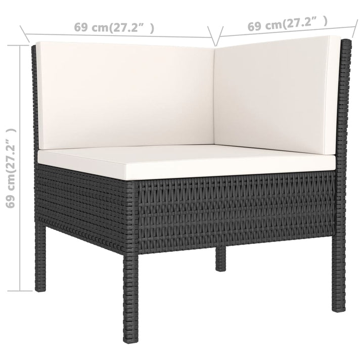 loungesæt til haven 9 dele med hynder polyrattan sort
