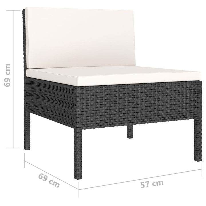 loungesæt til haven 10 dele med hynder polyrattan sort