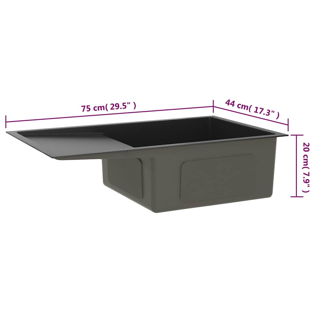 håndlavet køkkenvask rustfrit stål sort