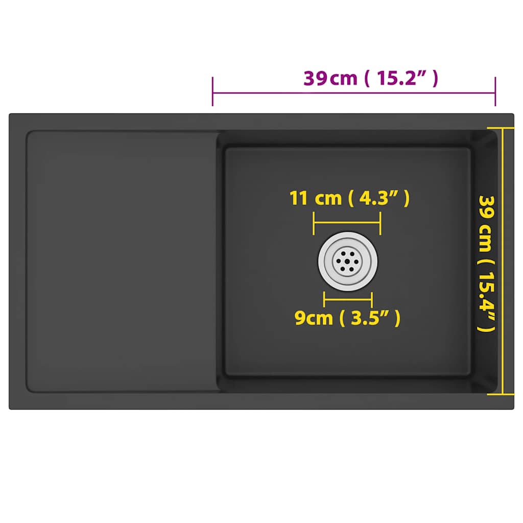 håndlavet køkkenvask rustfrit stål sort