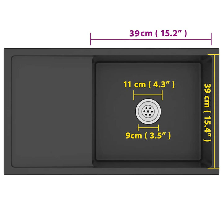 håndlavet køkkenvask rustfrit stål sort