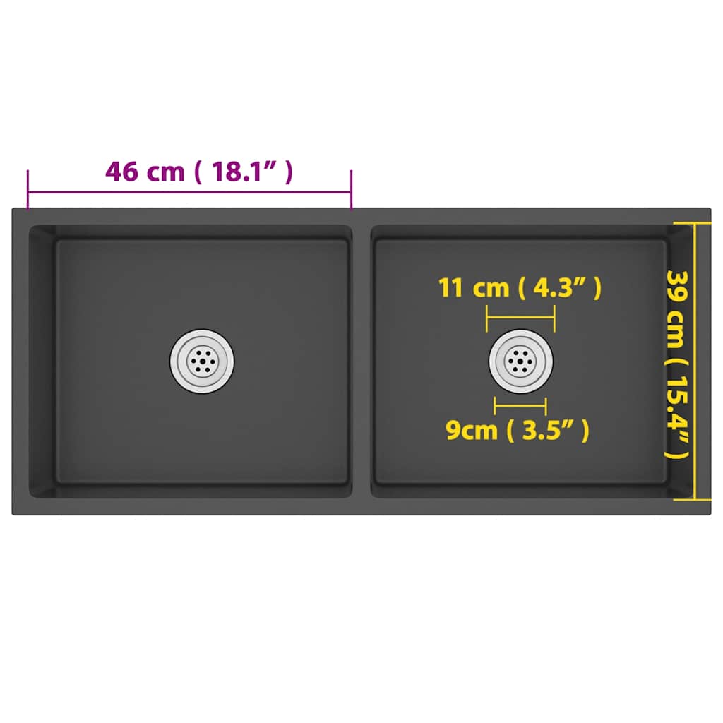 håndlavet køkkenvask rustfrit stål sort