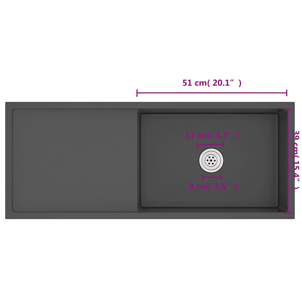 håndlavet køkkenvask rustfrit stål sort