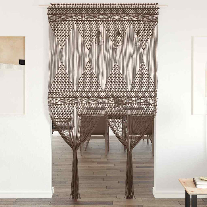 macramégardin 140x240 cm bomuld gråbrun