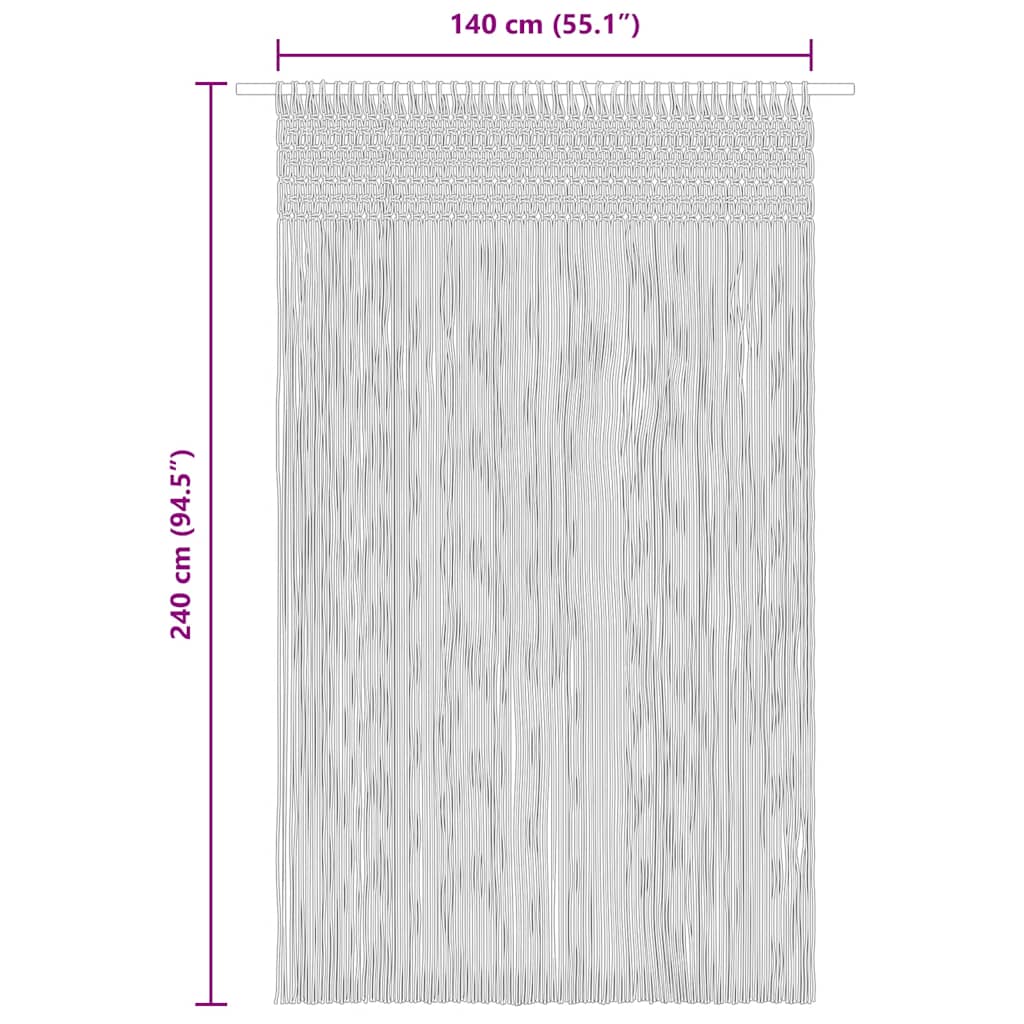 macramégardin 140x240 cm bomuld antracitgrå