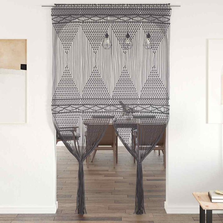 macramégardin 140x240 cm bomuld antracitgrå