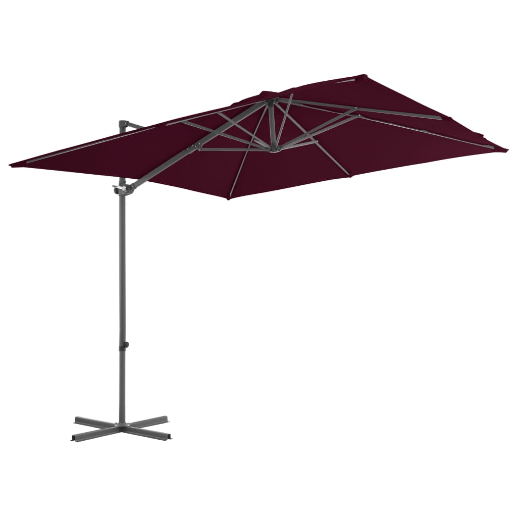 hængeparasol 250x250 cm stålstang bordeauxrød