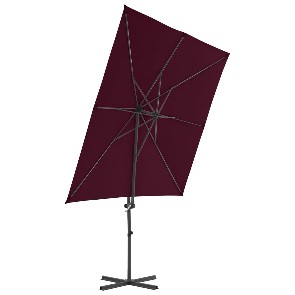 hængeparasol 250x250 cm stålstang bordeauxrød