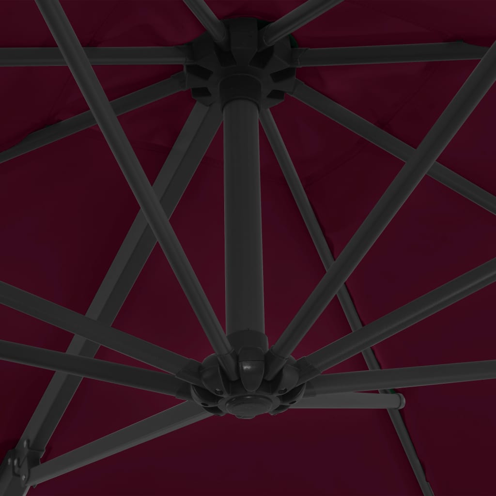 hængeparasol 250x250 cm stålstang bordeauxrød