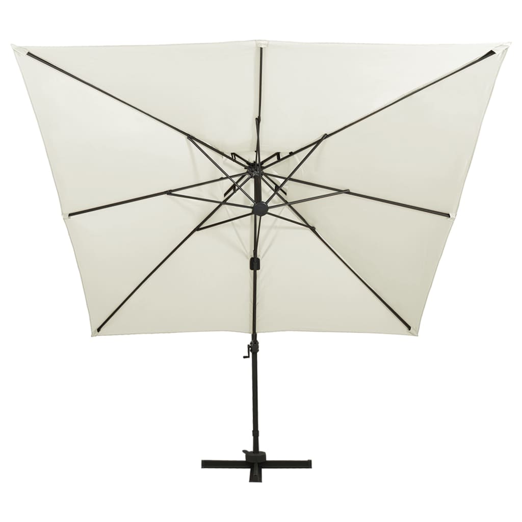 fritstående haveparasol med dobbelt top 300x300 cm sand
