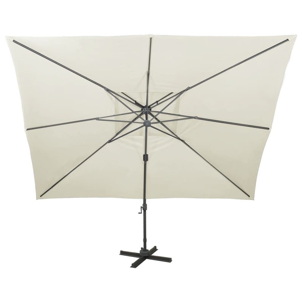 fritstående haveparasol med dobbelt top sand 400x300 cm