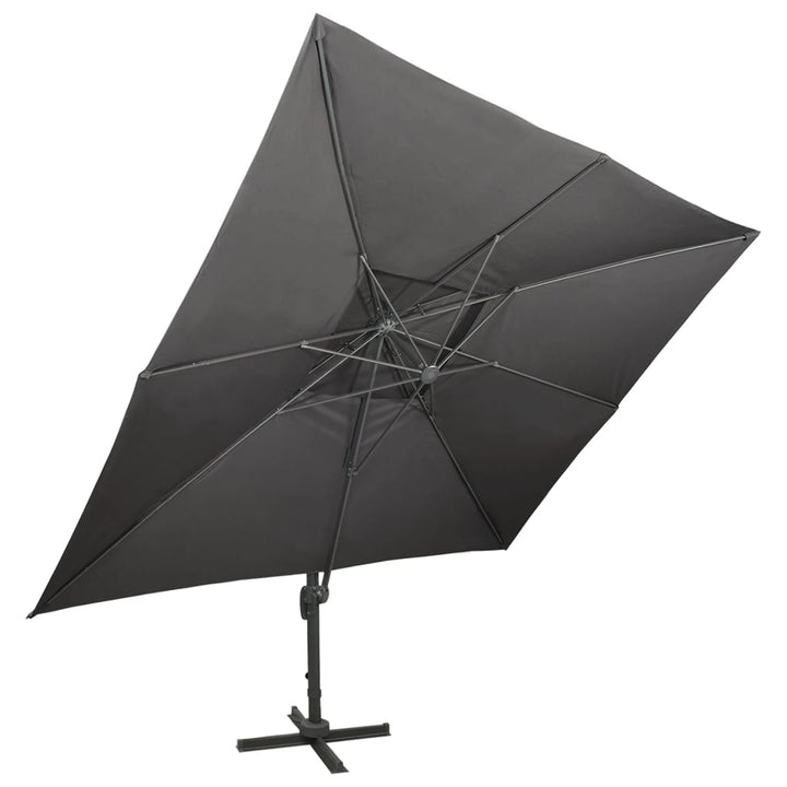 fritstående haveparasol med dobbelt top antracit 400x300 cm