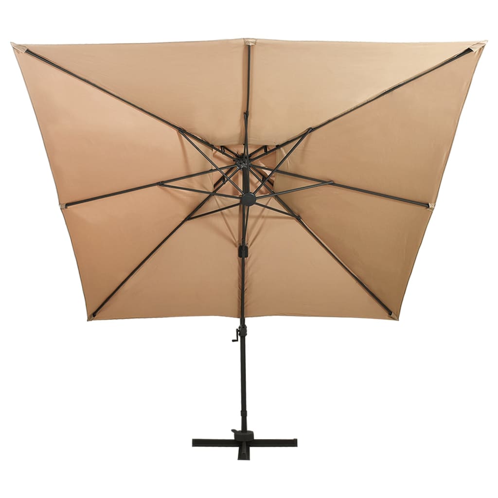 fritstående haveparasol med dobbelt top 300x300 cm taupe