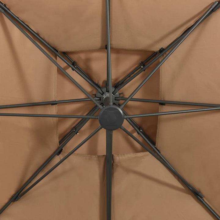 fritstående haveparasol med dobbelt top 300x300 cm taupe