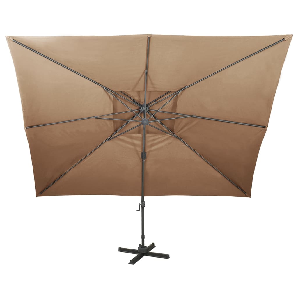 hængeparasol med dobbelt top 400x300 cm gråbrun