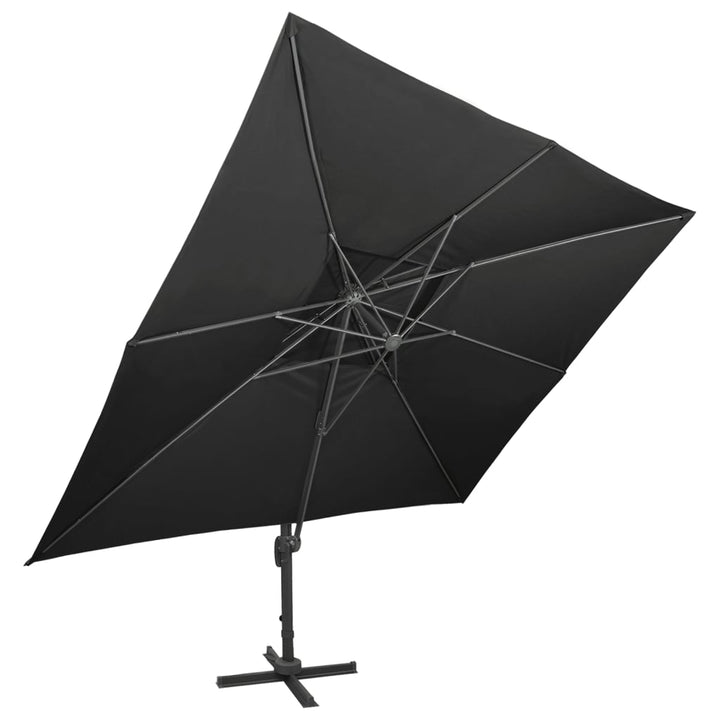 fritstående haveparasol med dobbelt top sort 400x300 cm