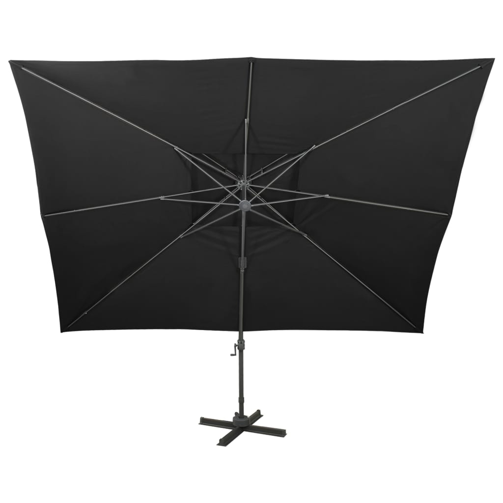 fritstående haveparasol med dobbelt top sort 400x300 cm