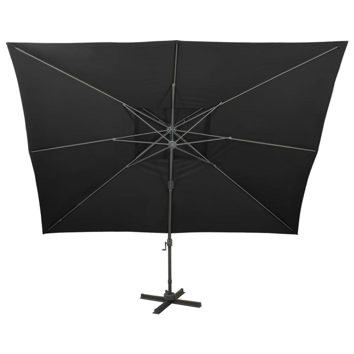 fritstående haveparasol med dobbelt top sort 400x300 cm
