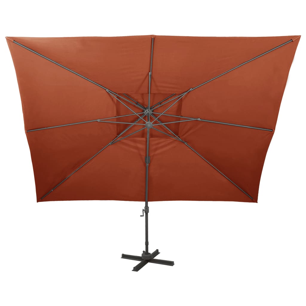 fritstående haveparasol med dobbelt top terrakotta 400x300 cm