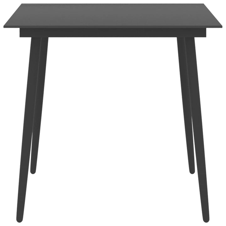 havebord 80x80x74 cm stål og glas sort
