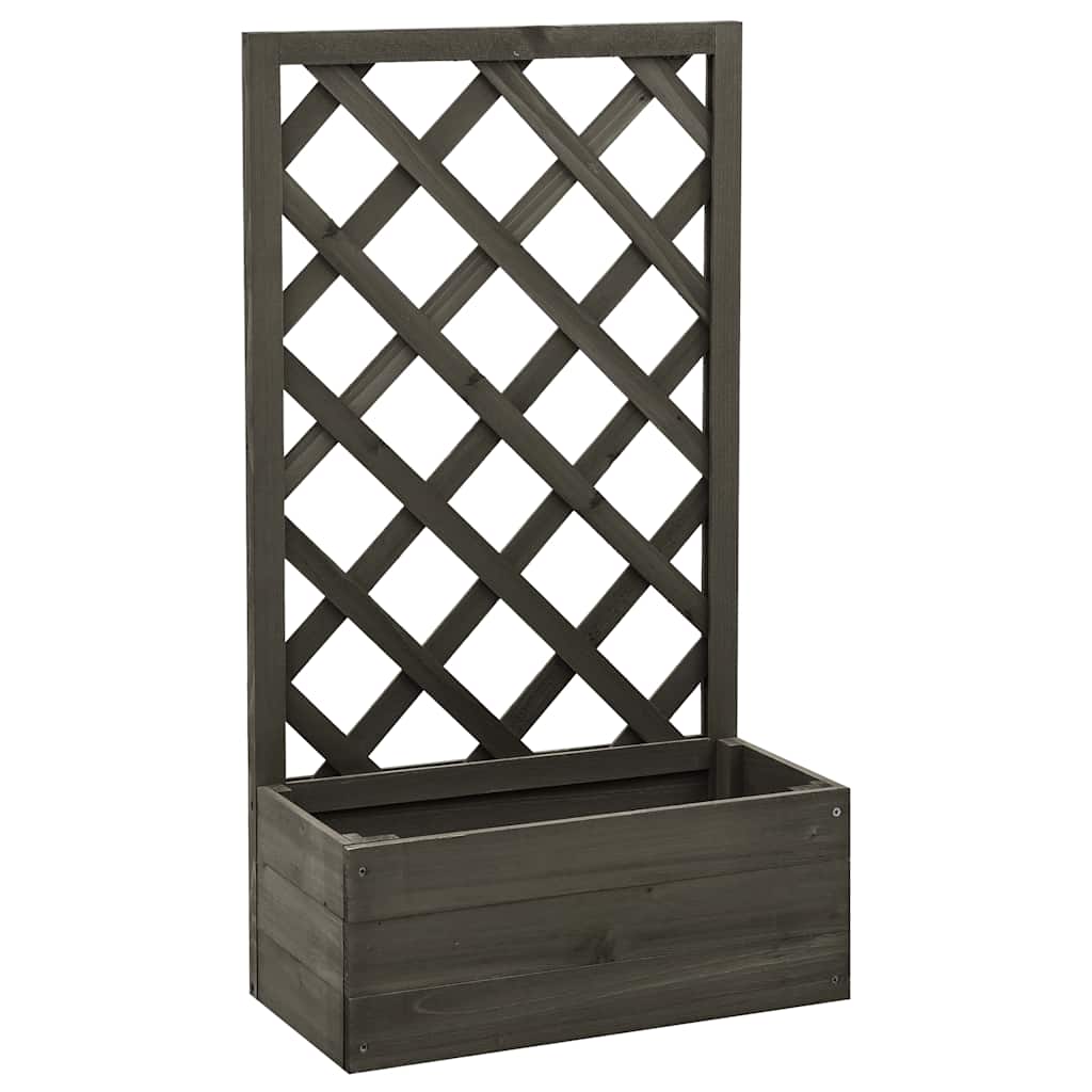 plantekasse med espalier 50x25x90 cm massivt fyrretræ grå