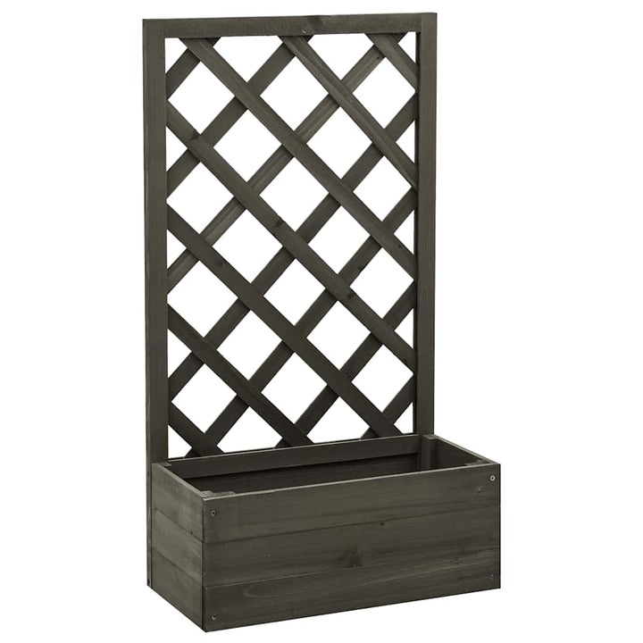 plantekasse med espalier 50x25x90 cm massivt fyrretræ grå
