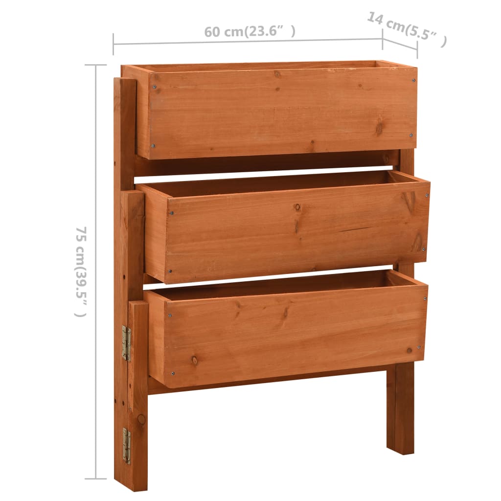 foldbar plantekasse 60x14x75 cm massivt fyrretræ orange