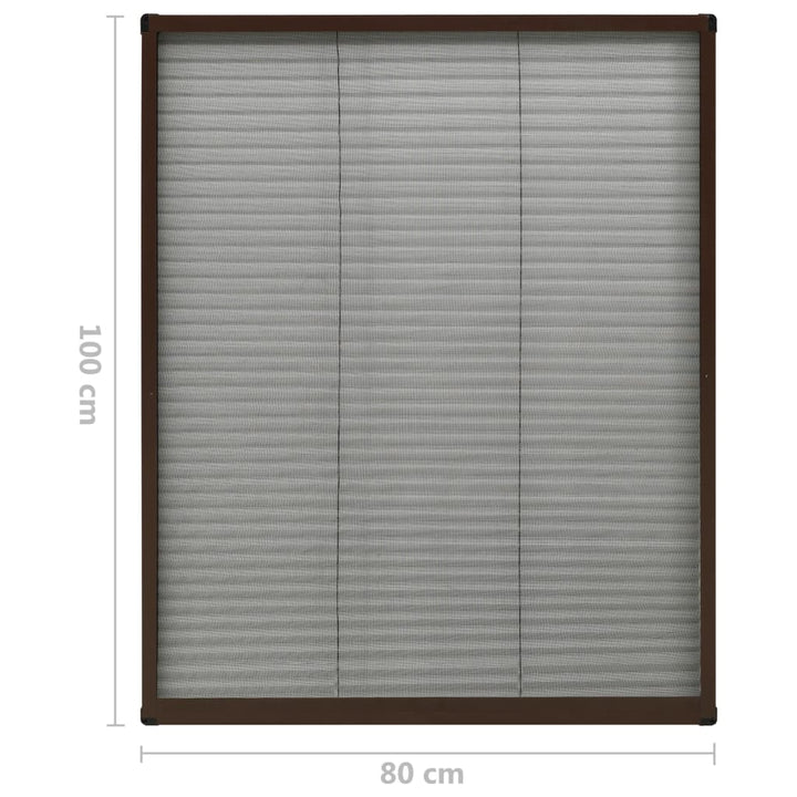 plisseret insektnet til vinduer aluminium 80x100 cm brun