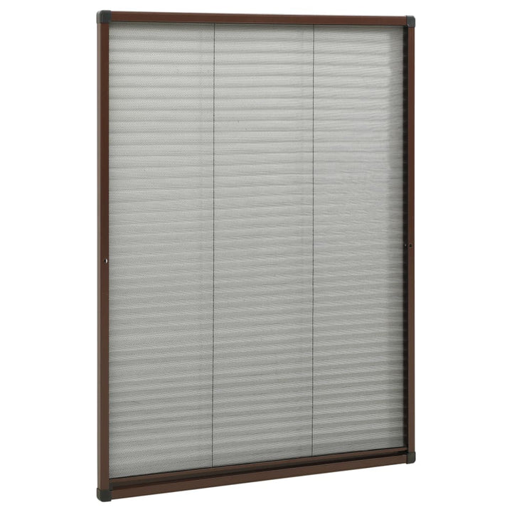 plisseret insektnet til vinduer 80x120 cm aluminium brun