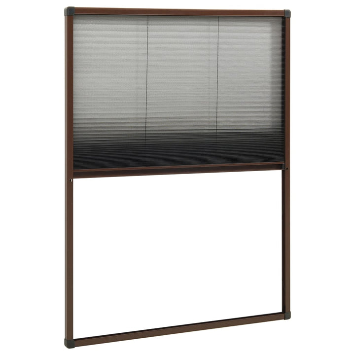 plisseret insektnet til vinduer 80x120 cm aluminium brun
