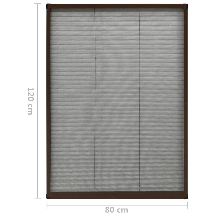 plisseret insektnet til vinduer 80x120 cm aluminium brun