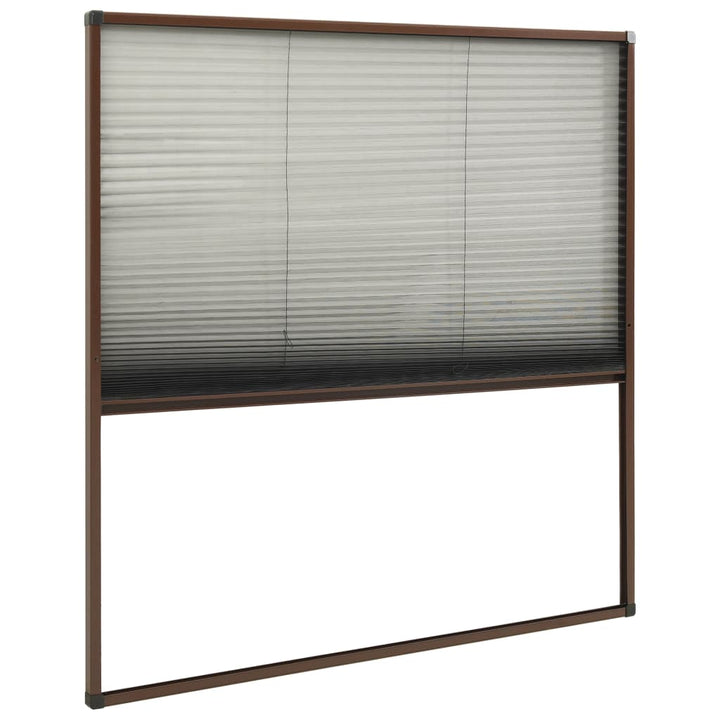 plisseret insektnet til vinduer aluminium 120x120 cm brun