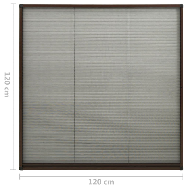 plisseret insektnet til vinduer aluminium 120x120 cm brun
