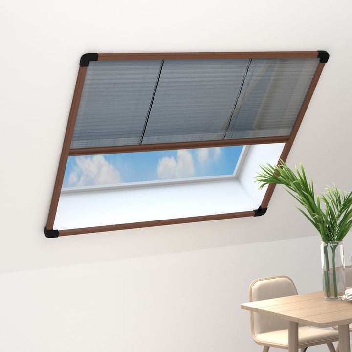 plisseret insektnet til vinduer aluminium 120x120 cm brun