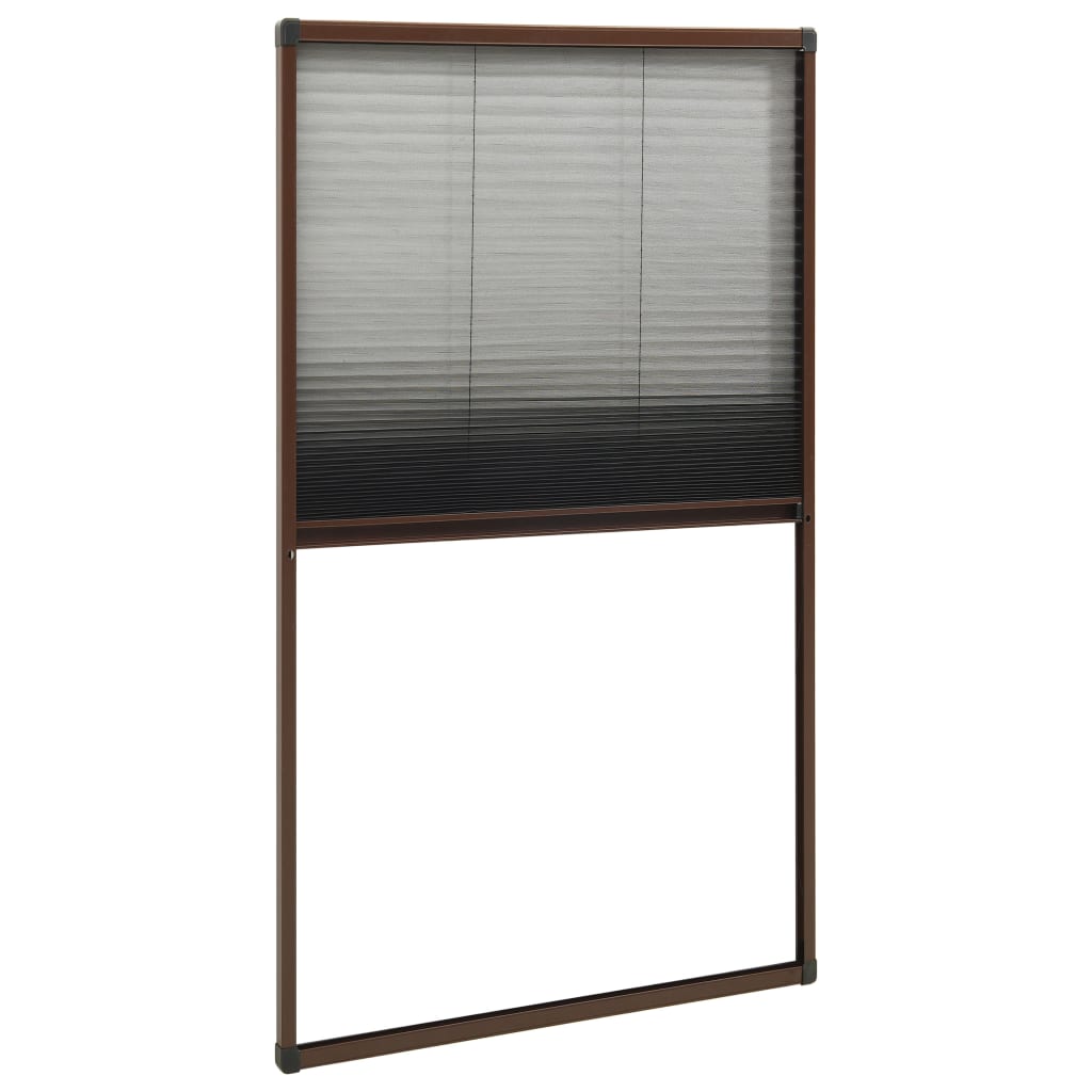 plisseret insektnet til vinduer 80x160 cm aluminium brun