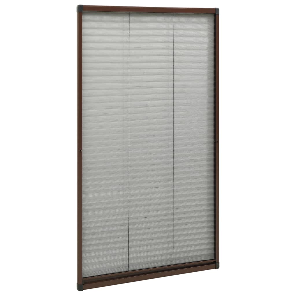 plisseret insektnet til vinduer 80x160 cm aluminium brun
