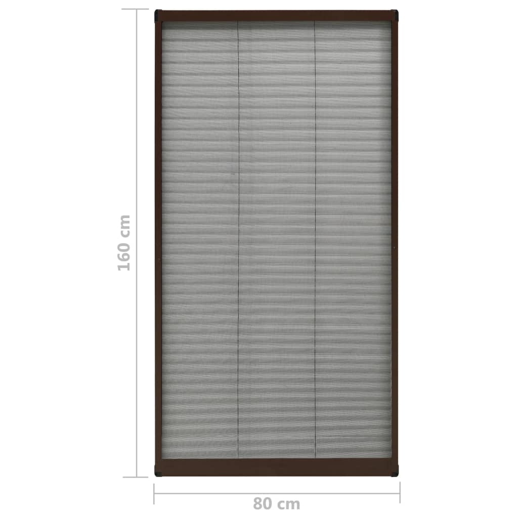 plisseret insektnet til vinduer 80x160 cm aluminium brun